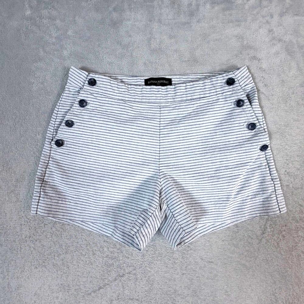 Banana Republic Women’s Size 2 Striped Cotton Shorts Gray White